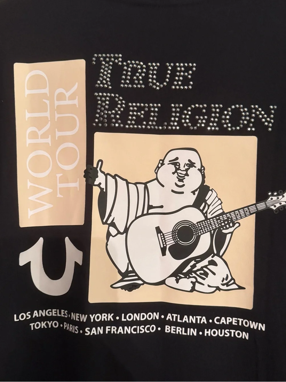 True Religion Black Short Sleeve World Tour Logo Tee
